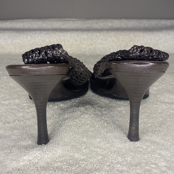 Celine Brown Woven Leather Stiletto Heels (IT 38.5 / US 5.5) - Picture 4 of 6